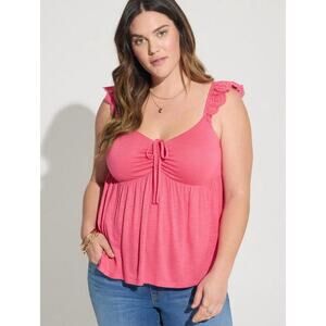 Torrid Pink Ruffle Eyelet Shoulder 3X